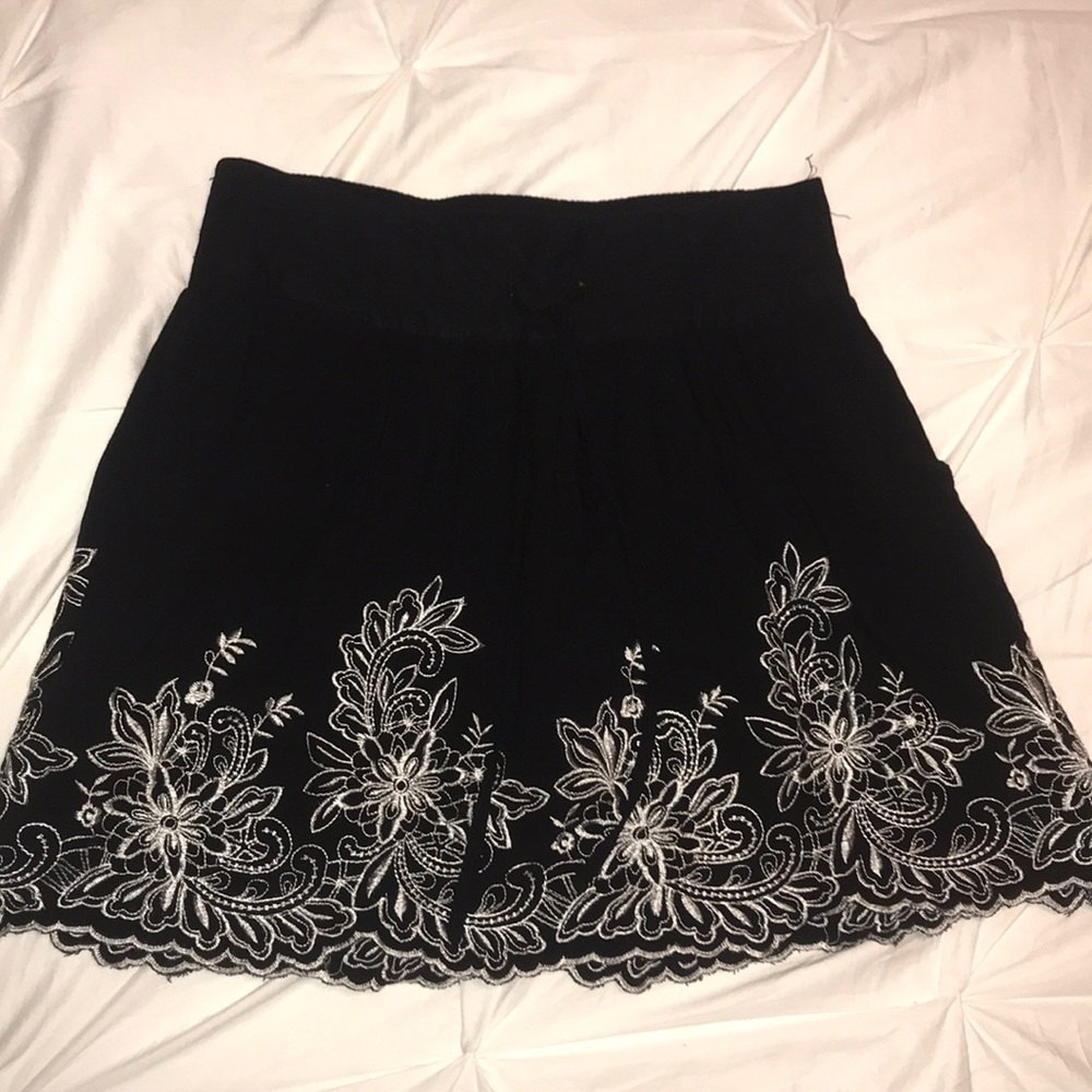 Black Skater Skirt with White Detailing
